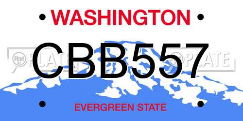 CBB557 Washington License Plate