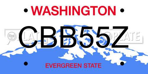 CBB55Z Washington License Plate