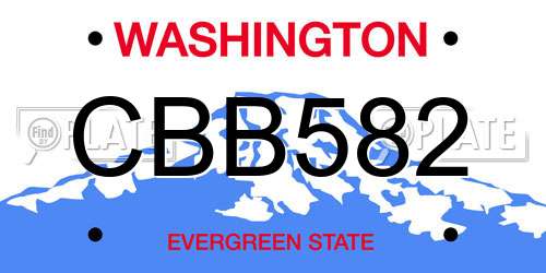 CBB582 Washington License Plate