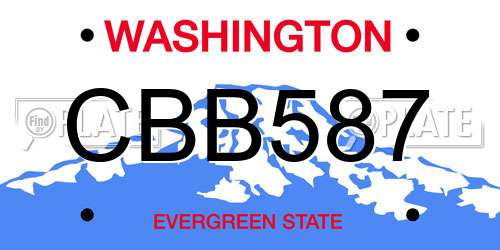 CBB587 Washington License Plate