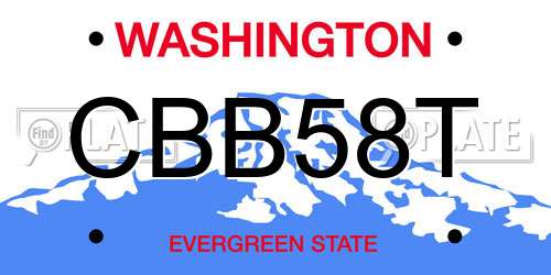 CBB58T Washington License Plate