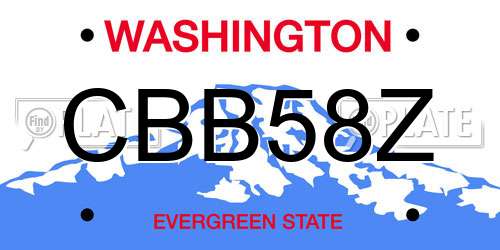 CBB58Z Washington License Plate