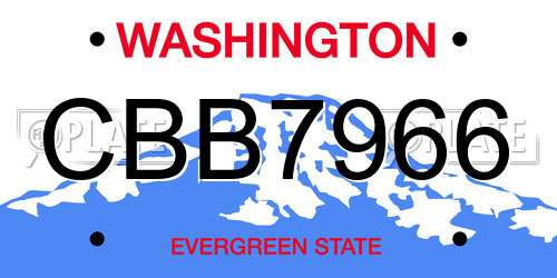 CBB7966 Washington License Plate