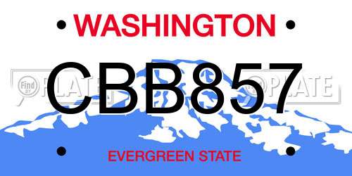 CBB857 Washington License Plate