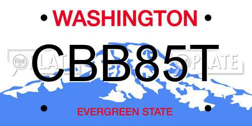 CBB85T Washington License Plate