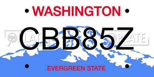 CBB85Z Washington License Plate