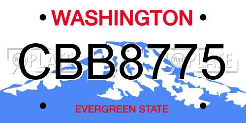 CBB8775 Washington License Plate