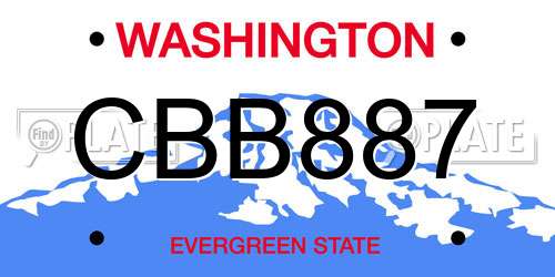 CBB887 Washington License Plate