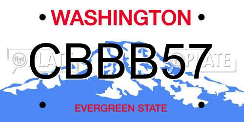 CBBB57 Washington License Plate