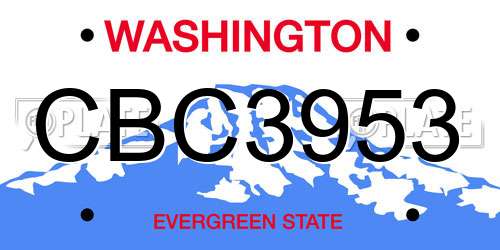 CBC3953 Washington License Plate
