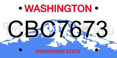 CBC7673 Washington License Plate