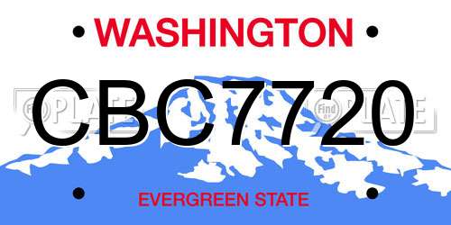 CBC7720 Washington License Plate