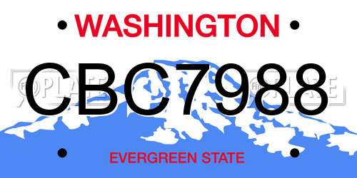 CBC7988 Washington License Plate