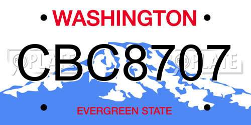 CBC8707 Washington License Plate