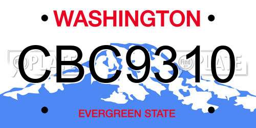 CBC9310 Washington License Plate