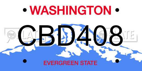 CBD408 Washington License Plate