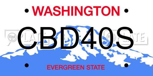 CBD40S Washington License Plate