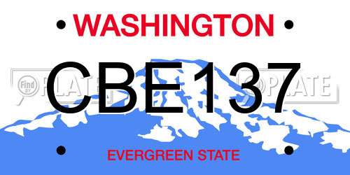 CBE137 Washington License Plate