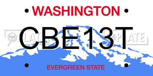 CBE13T Washington License Plate