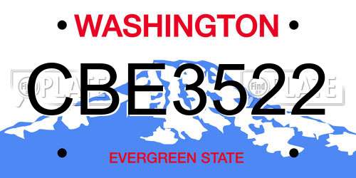 CBE3522 Washington License Plate