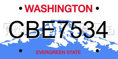 CBE7534 Washington License Plate