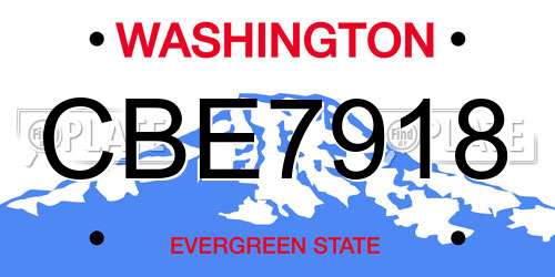 CBE7918 Washington License Plate