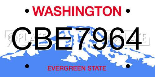 CBE7964 Washington License Plate