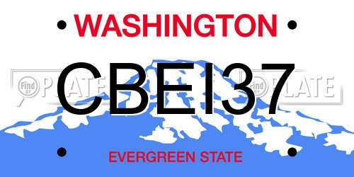 CBEI37 Washington License Plate