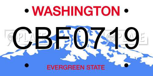 CBF0719 Washington License Plate