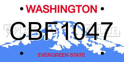 CBF1047 Washington License Plate
