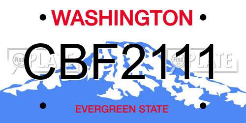 CBF2111 Washington License Plate