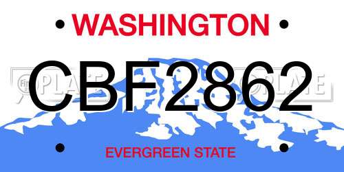 CBF2862 Washington License Plate
