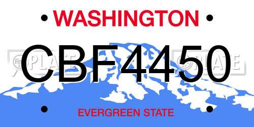 CBF4450 Washington License Plate
