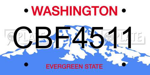 CBF4511 Washington License Plate