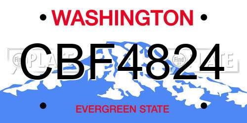 CBF4824 Washington License Plate
