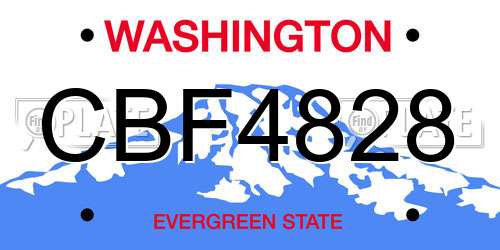 CBF4828 Washington License Plate