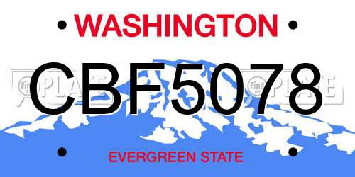 CBF5078 Washington License Plate