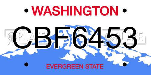 CBF6453 Washington License Plate