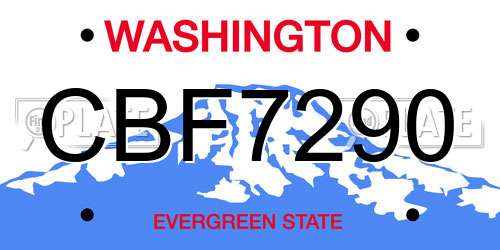 CBF7290 Washington License Plate