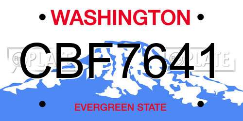CBF7641 Washington License Plate