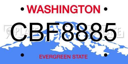 CBF8885 Washington License Plate
