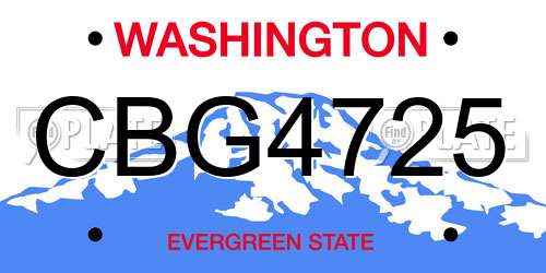CBG4725 Washington License Plate