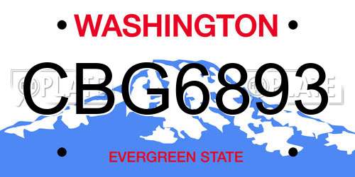 CBG6893 Washington License Plate