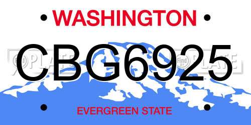 CBG6925 Washington License Plate