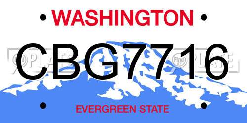 CBG7716 Washington License Plate