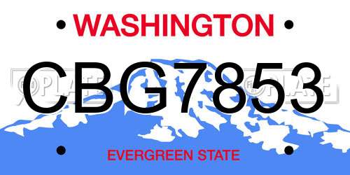 CBG7853 Washington License Plate