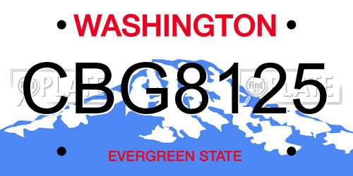 CBG8125 Washington License Plate