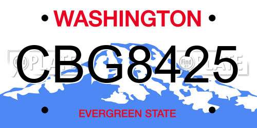 CBG8425 Washington License Plate