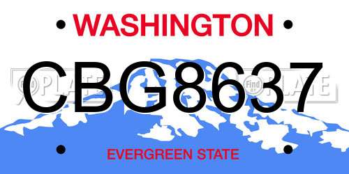 CBG8637 Washington License Plate