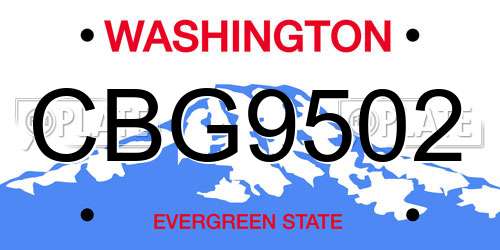 CBG9502 Washington License Plate